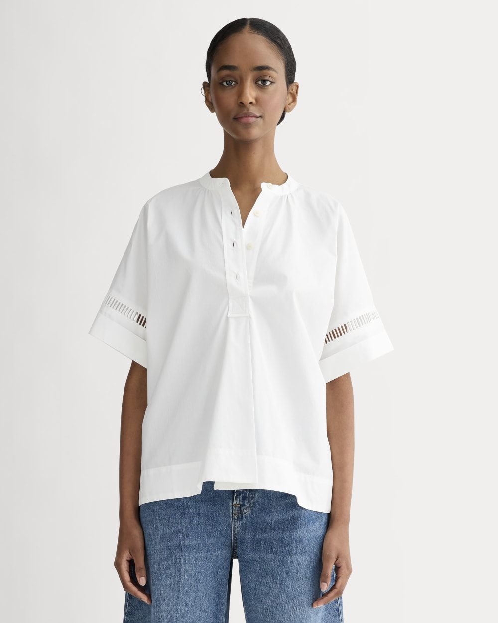 The Lace Trim Popover | White