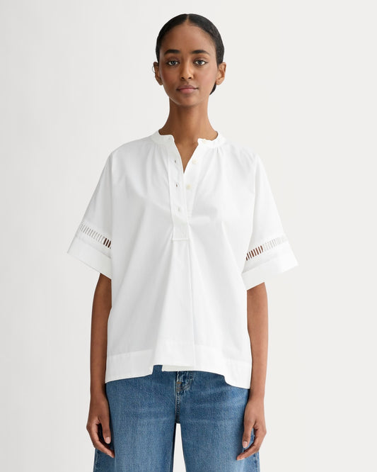 The Lace Trim Popover | White