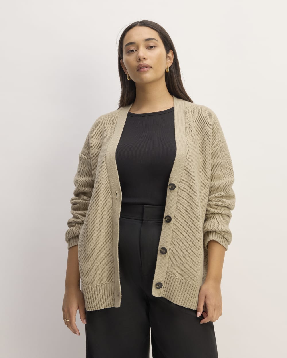 The Cotton Honeycomb Cardigan | Trench Coat Khaki