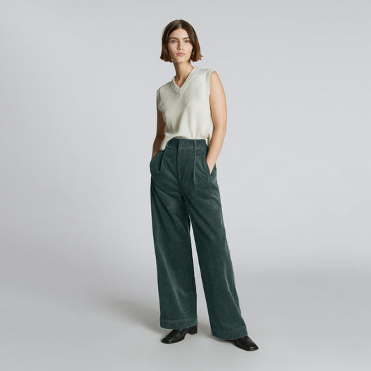 The Corduroy Way-High® Drape Pant  | Evergreen
