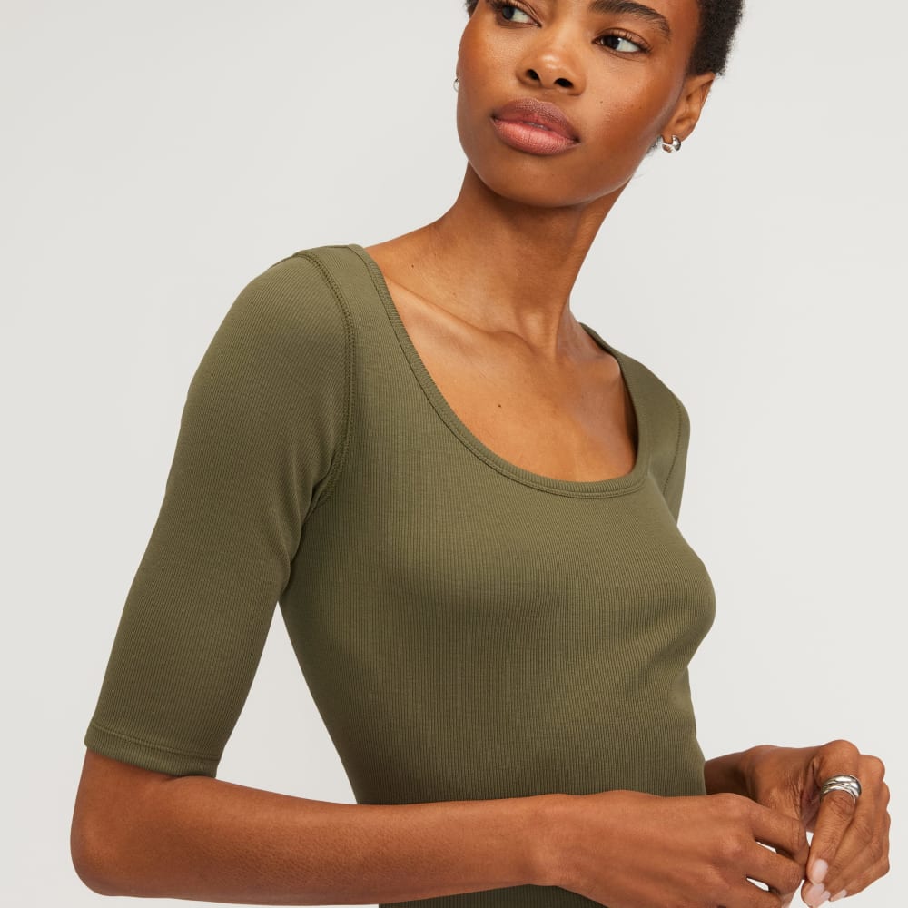 The Luxe Rib Scoop-Neck Tee | Kalamata