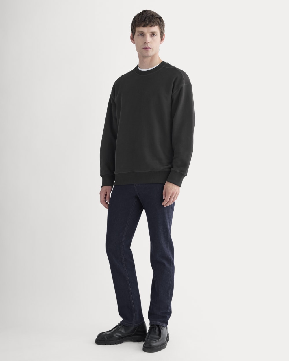 Twill Terry Jacquard Crew Sweatshirt | Black
