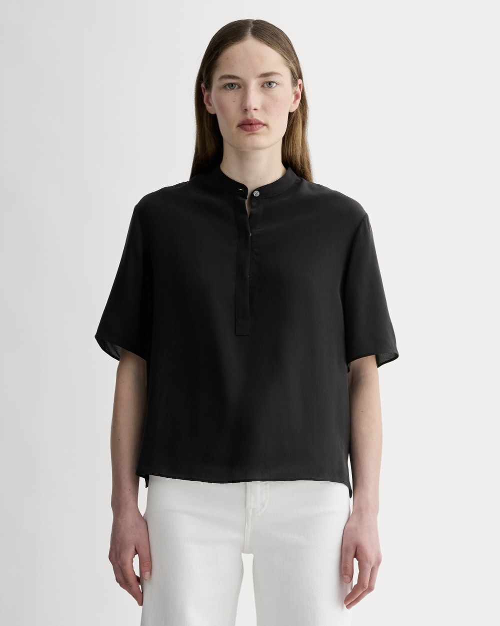 The Popover Top in Washable Silk | Black