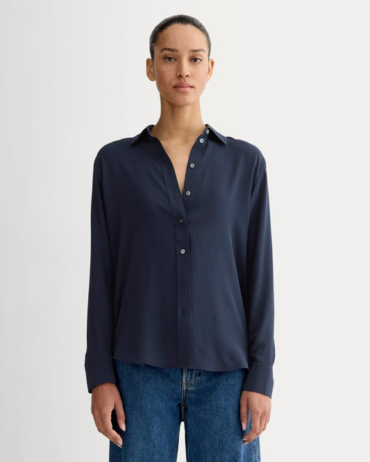 The Must-Have Shirt in Washable Silk | Navy