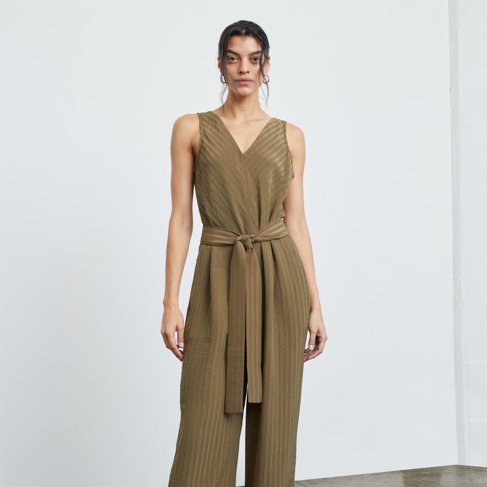 The City Stripe Draped Jumpsuit | Beech