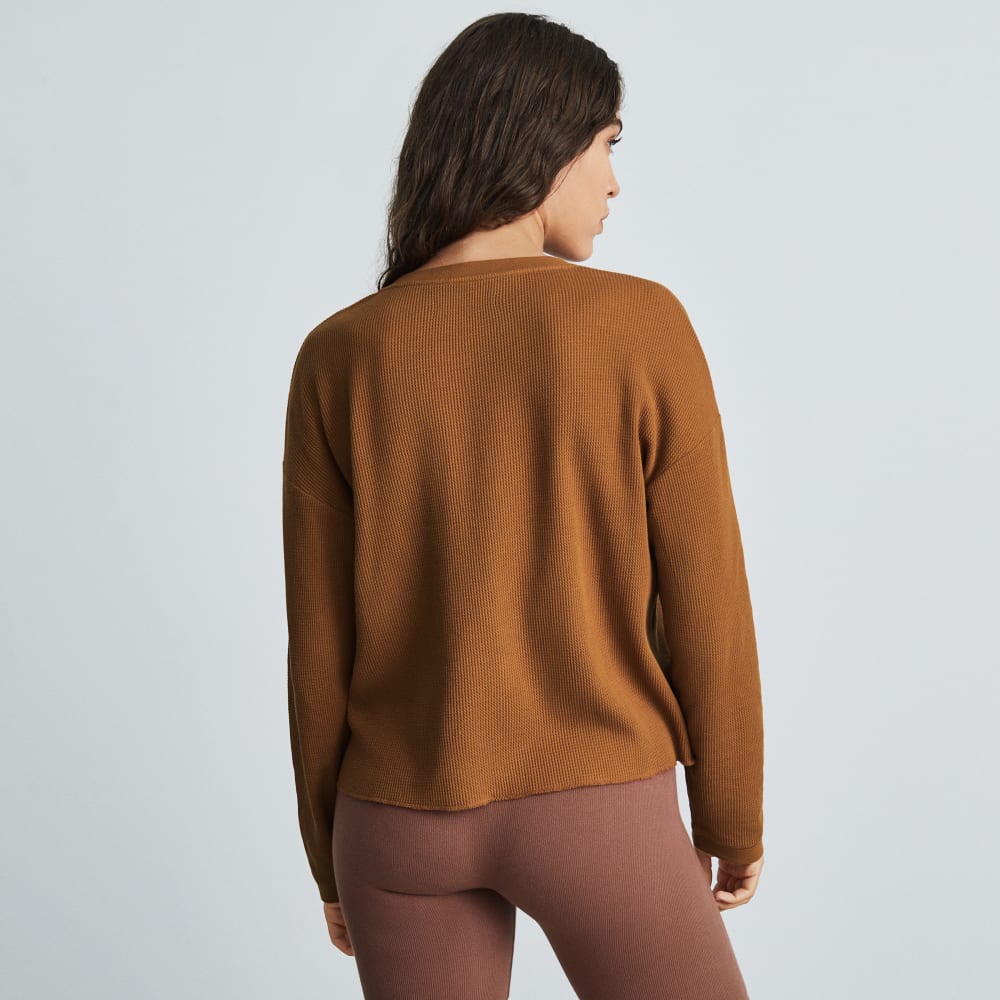 The Organic Cotton Waffle Henley | Toasted Almond