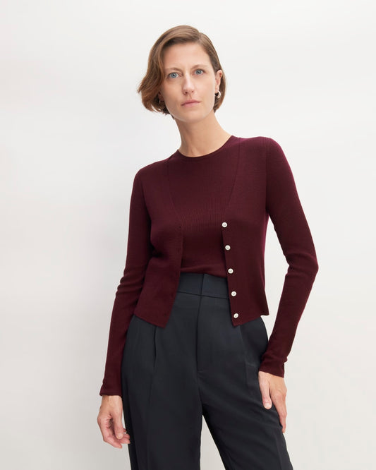 The Cardigan in Ultrasoft Merino | Burgundy