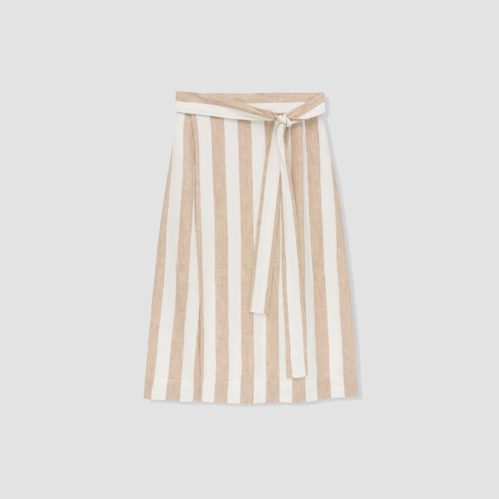The Linen Wrap Skirt | Bone / Caramel