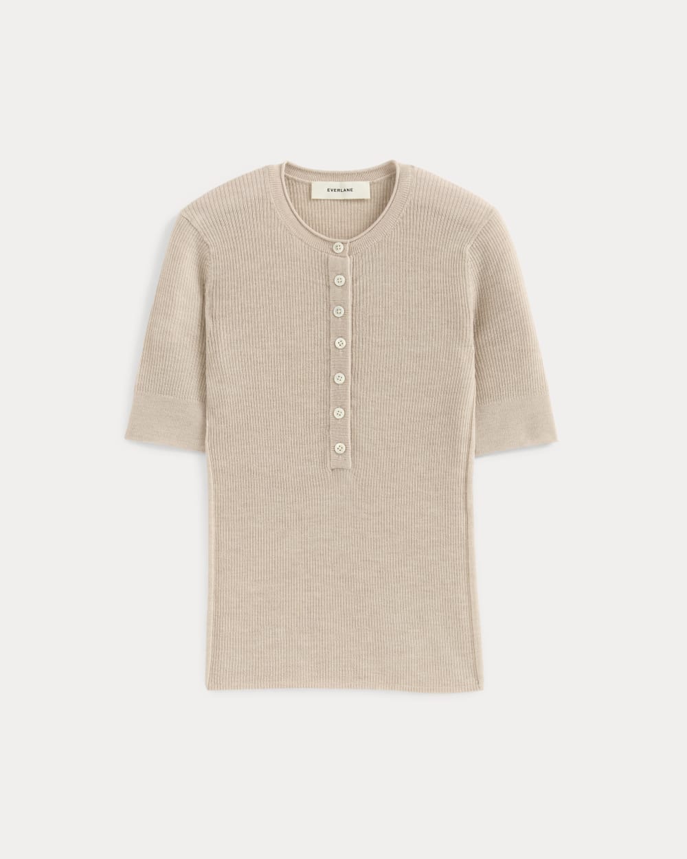 The Short-Sleeve Henley in Ultrasoft Merino | Pale Blush