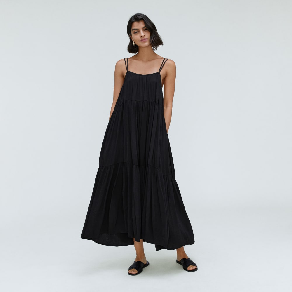The Naia™ Ripple Tiered Maxi Dress | Black