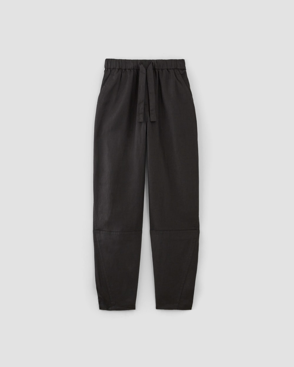 The Linen Pull-On Barrel Pant | Black