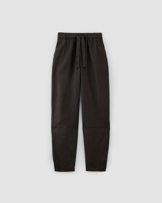 The Linen Pull-On Barrel Pant | Black