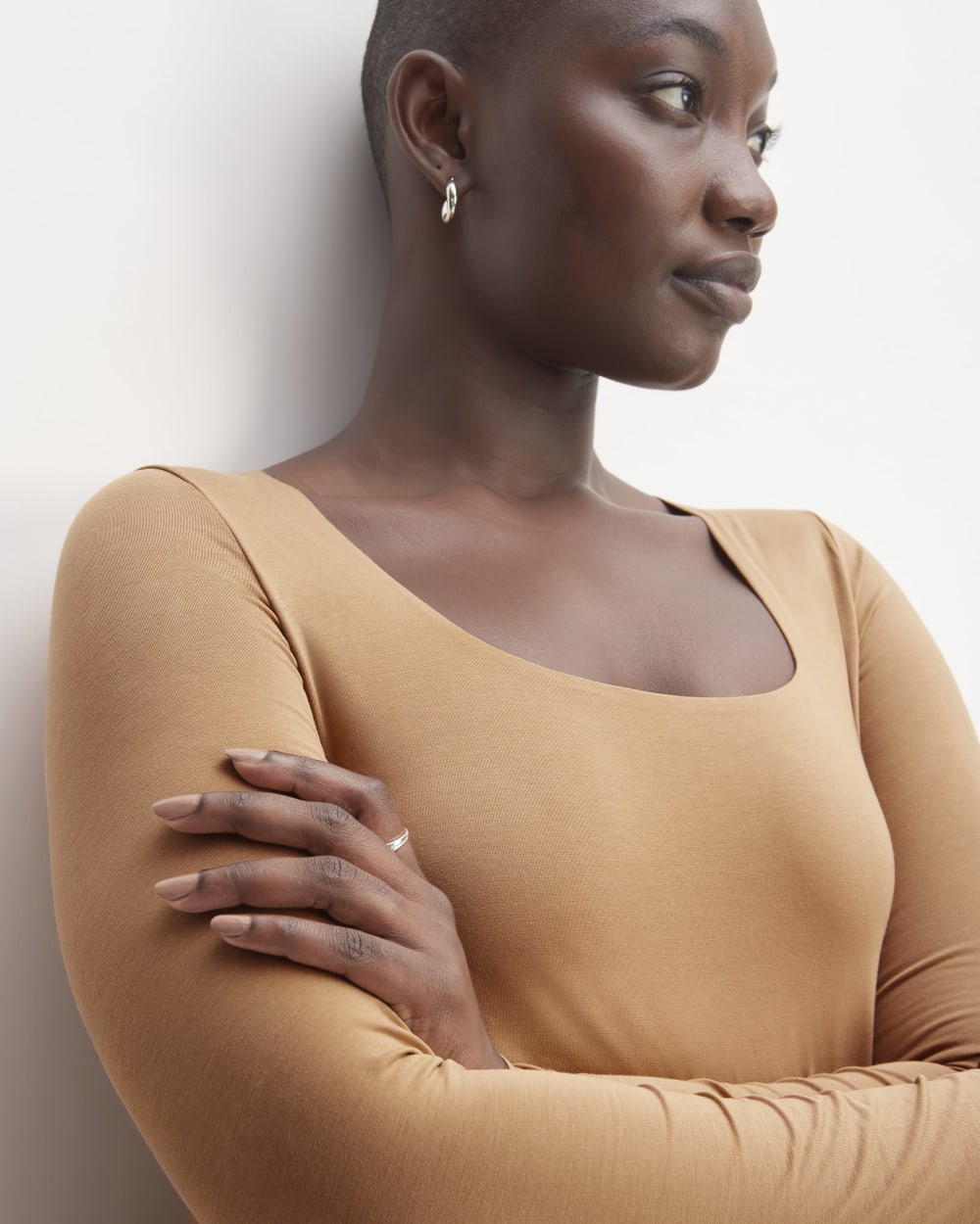 The Long-Sleeve Supima® Square-Neck Bodysuit | Tawny Brown | Thong