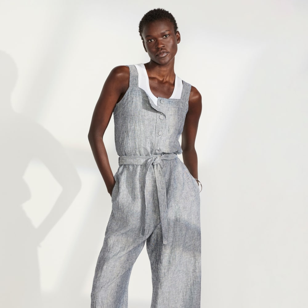 The Linen Jumpsuit | Canvas Tan / Navy
