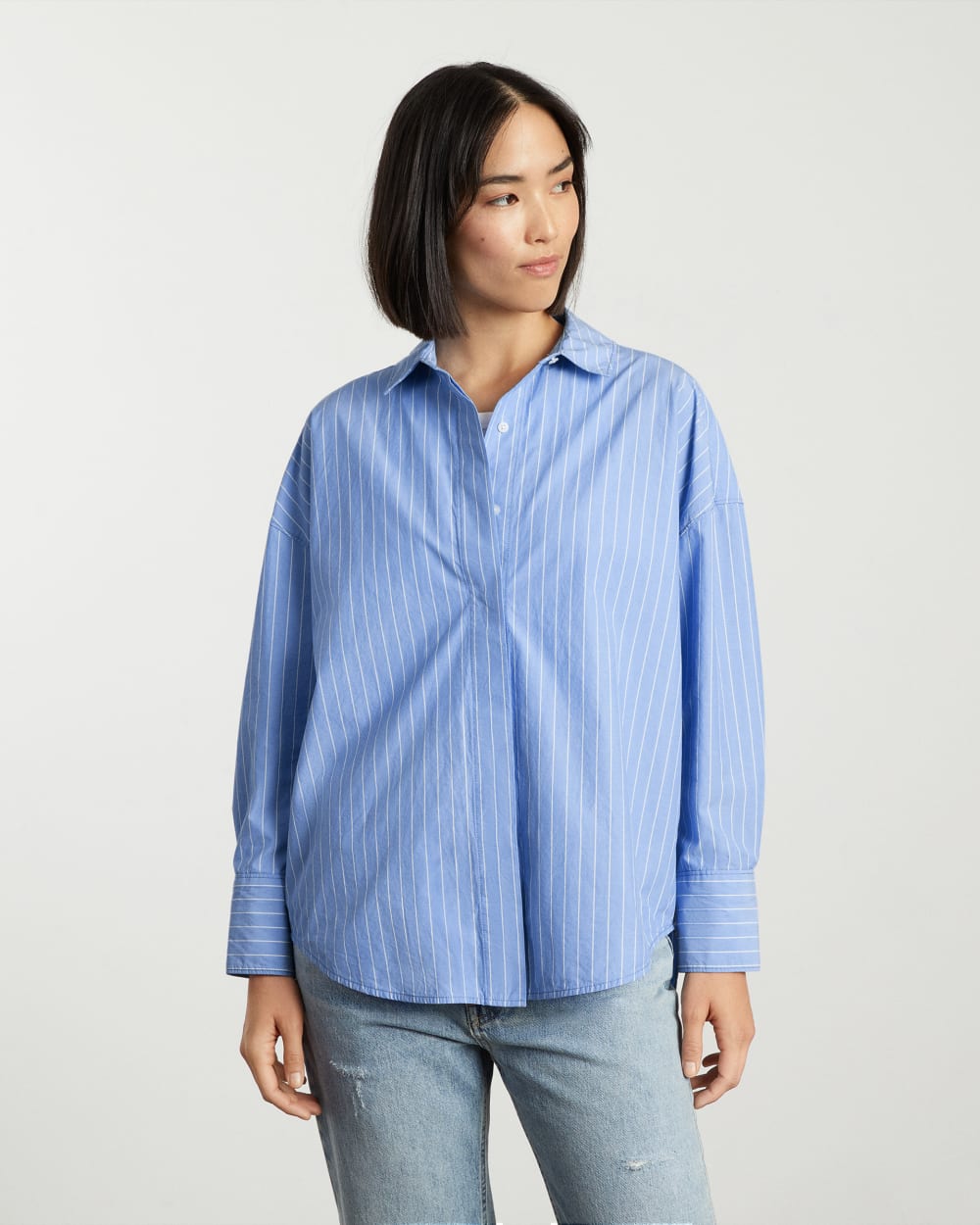 The Oversized Poplin Shirt | Powder Blue / White