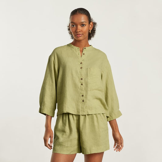 The Linen Billow Blouse | Leek
