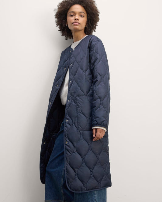 The Long Quilted Liner | Navy