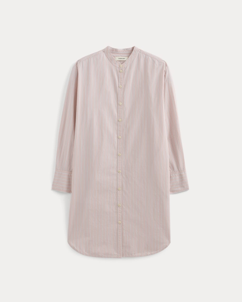 The Relaxed Shirt Dress in Ultrasoft Cotton | Pink / White