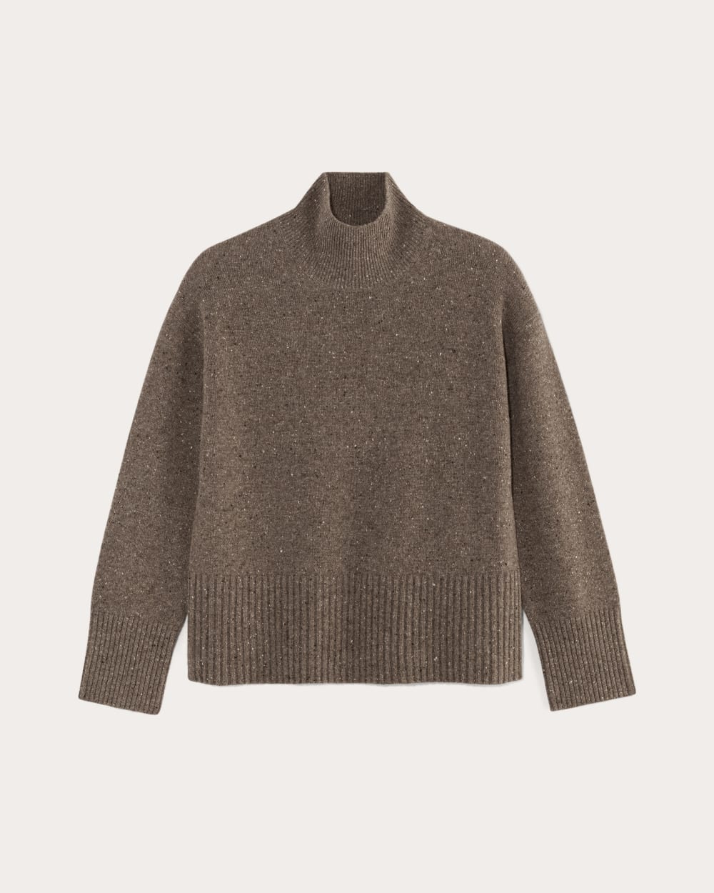The Boxy Turtleneck in Cashmere | Taupe Brown Donegal