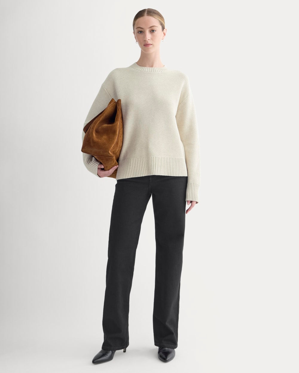 The Cotton Honeycomb Square Crew | Heathered Oat