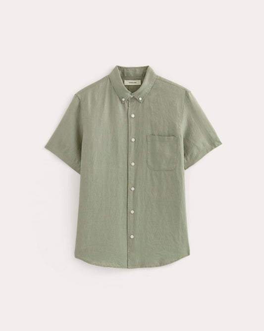The Classic Short-Sleeve Shirt in Linen | Sage Green