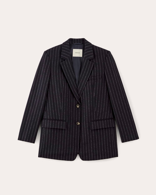 The Oversized Blazer in Wool | Navy / White