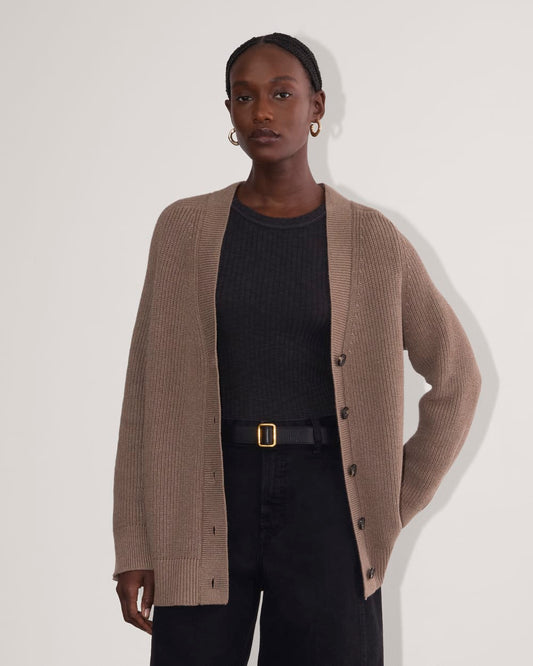 The Long Cocoon Cardigan | Heather Taupe