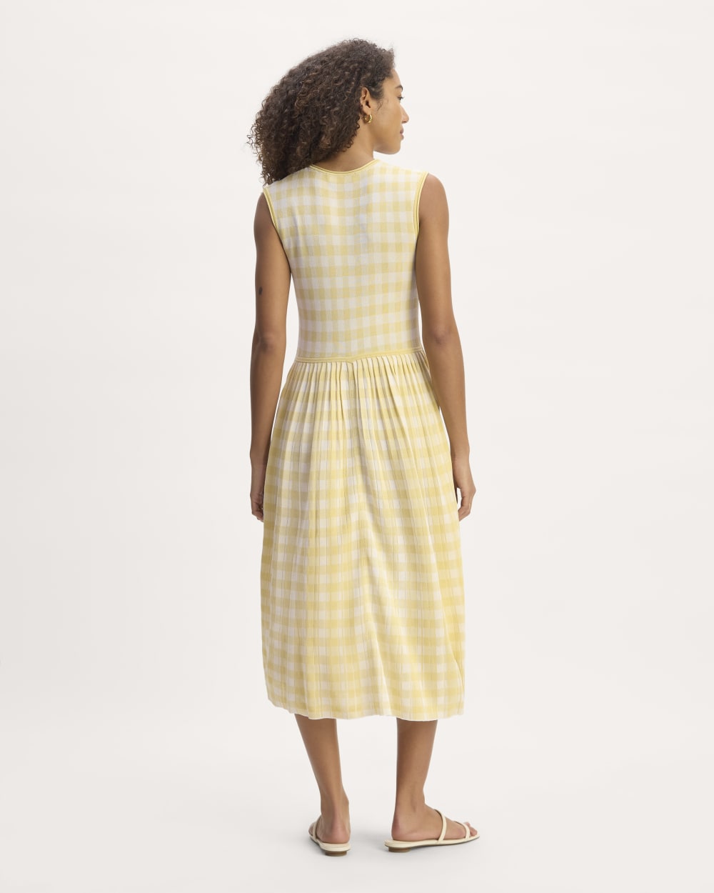 The Knit Pleated Dress | Bone / Parsnip Gingham