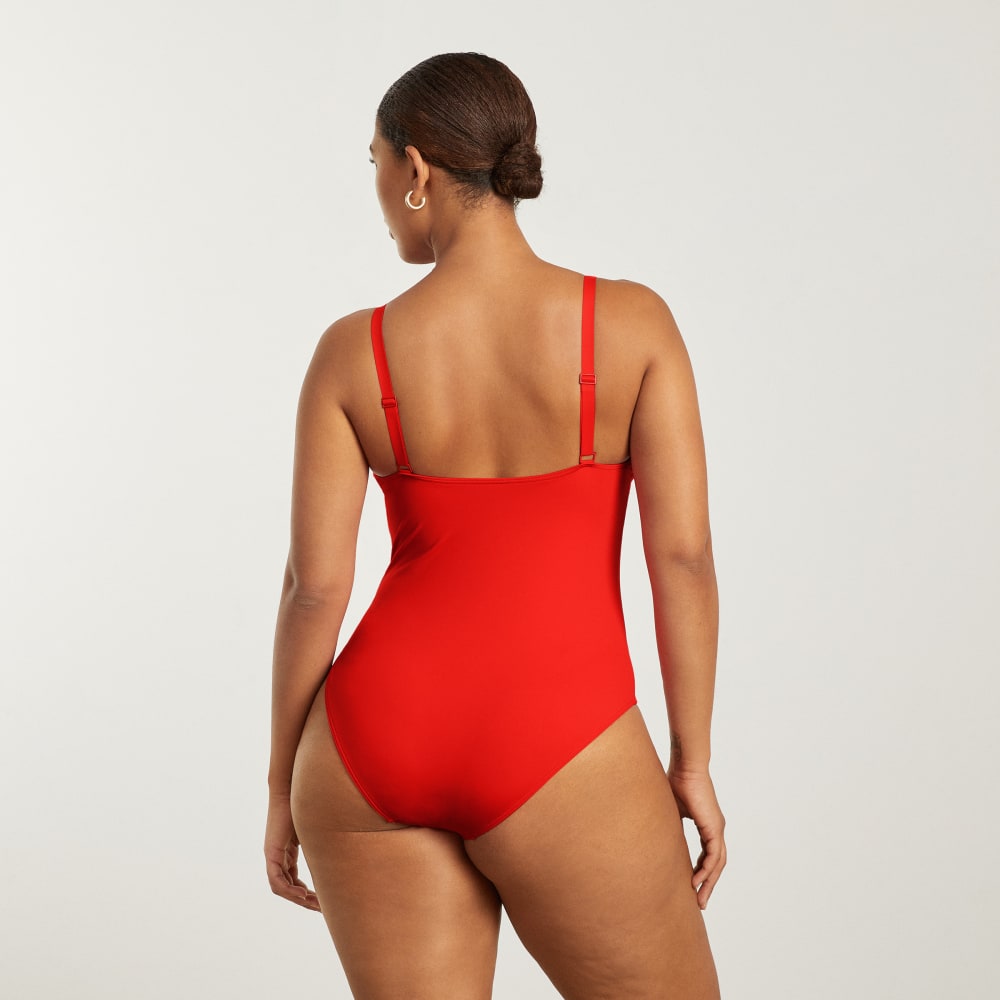 The V-Neck One-Piece | Bright Red