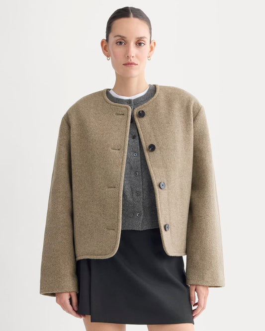 The Cocoon Coat in Wool | Heather Taupe