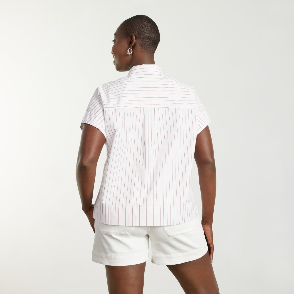 The Short-Sleeve Box Shirt | Red Pinstripe