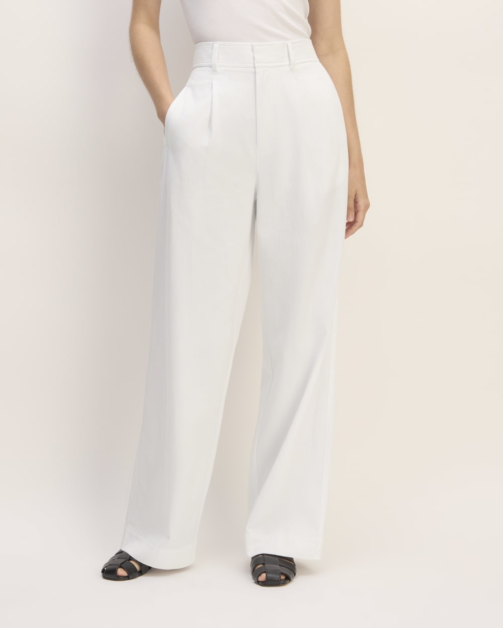 The Draper Pleated Pant in Buttersmooth | White | 30 Inseam