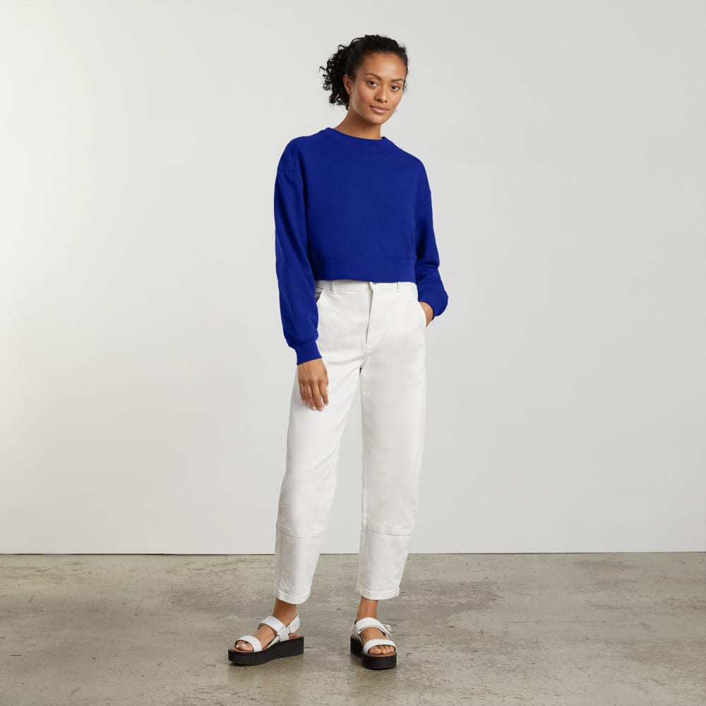 The Organic Cotton Cropped Crew | Cobalt