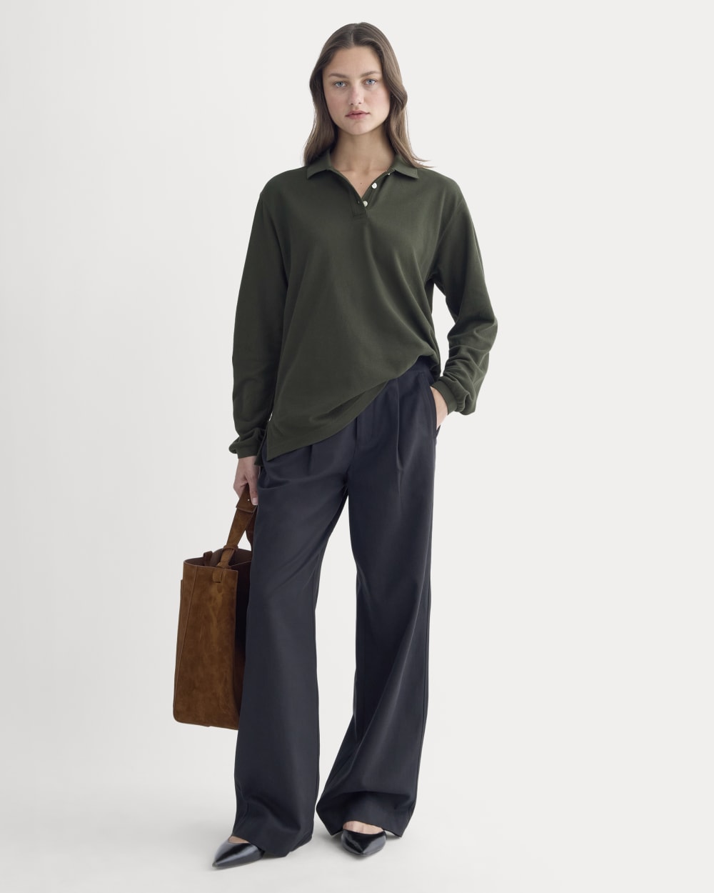 Oversized Pique Polo | Dark Green