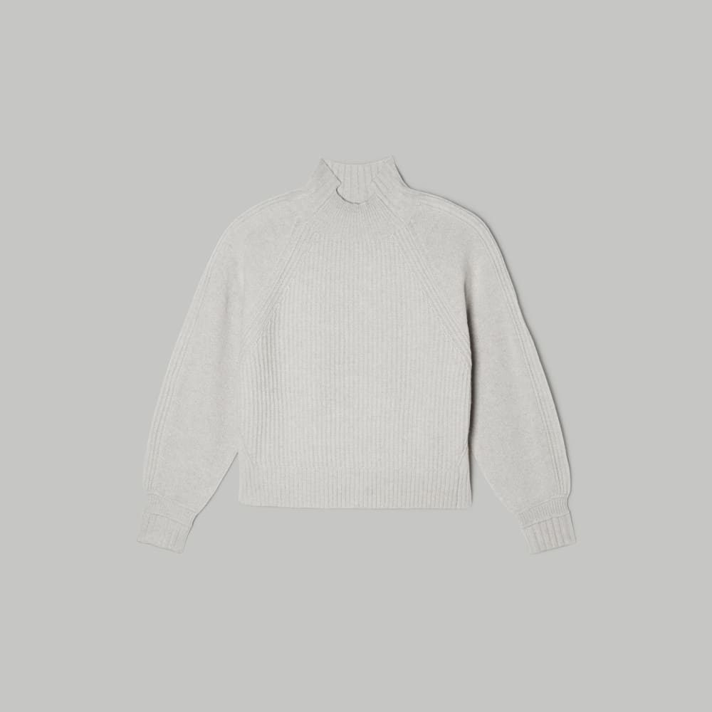 The Cashmere Ribbed Turtleneck | Pale Heathered Grey