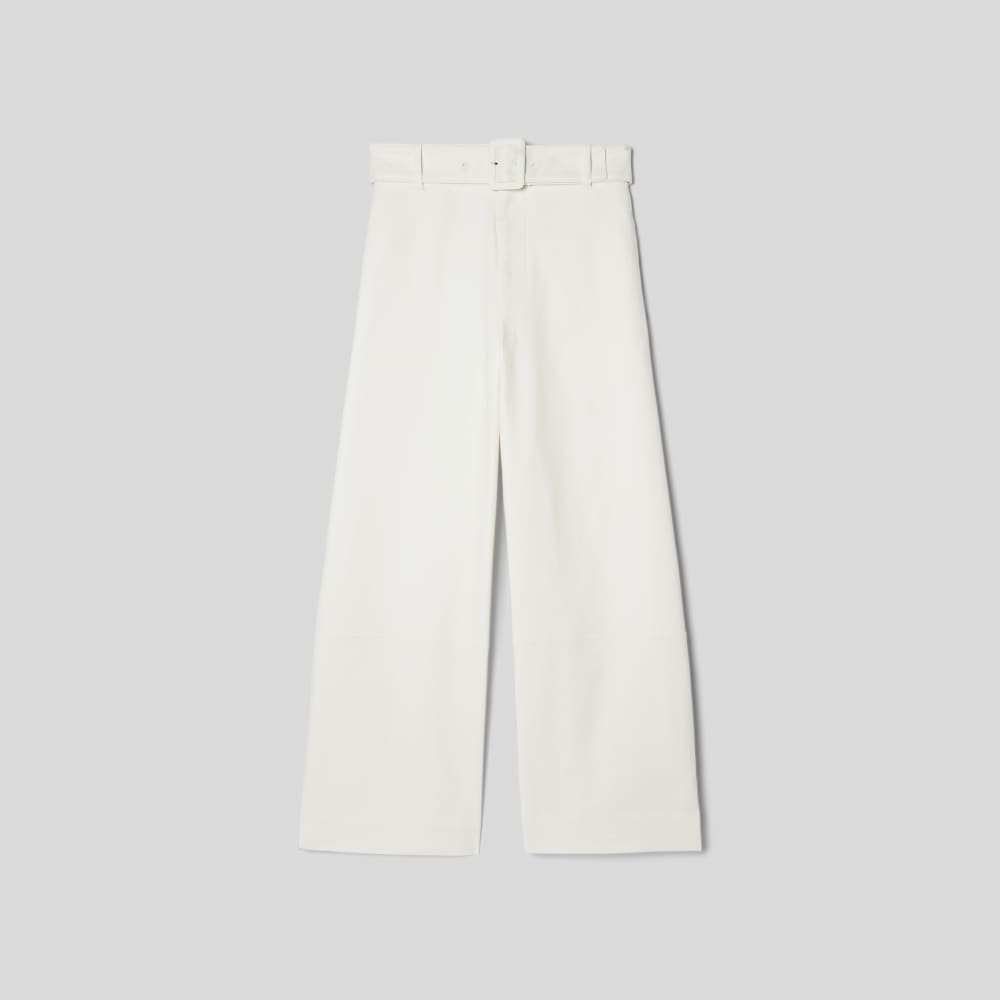 The Structured Cotton Belted Pant | Bone