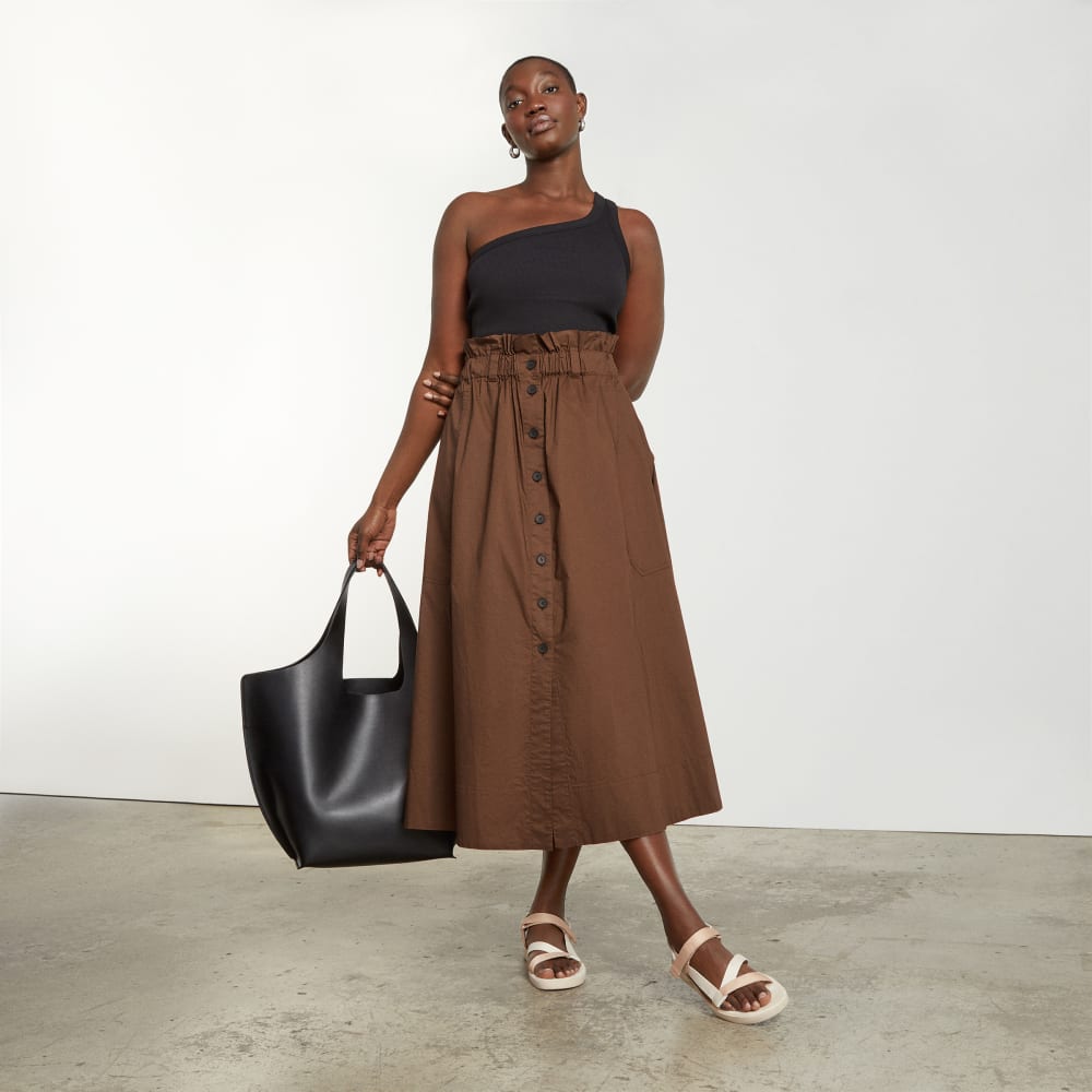 The Easy Button-Front Skirt | Espresso