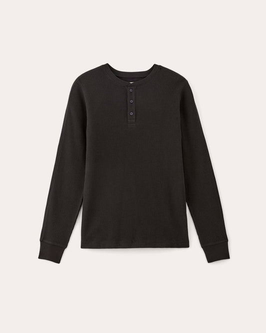 The Waffle Long-Sleeve Henley | Black