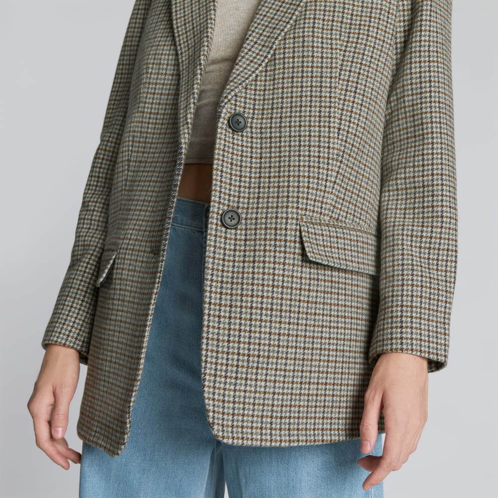 The Oversized Blazer in Wool | Pewter Houndstooth