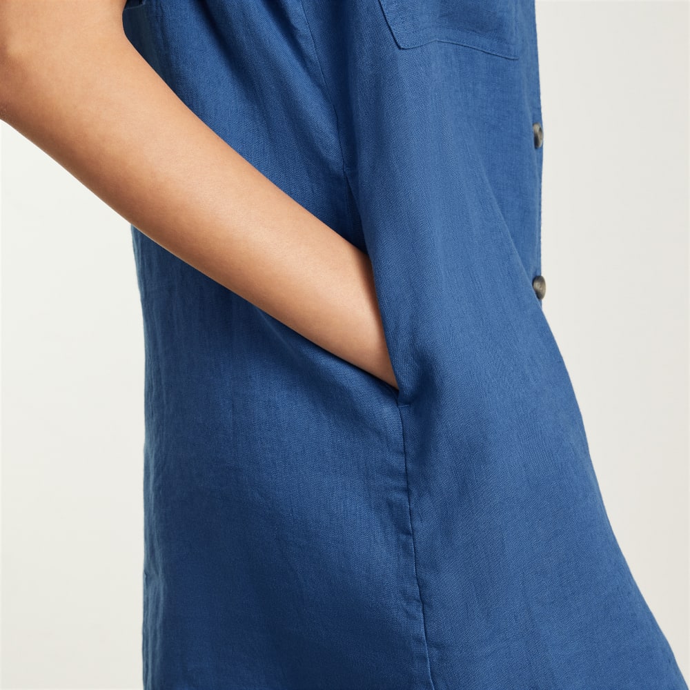 The Linen Workwear Dress | Deep Blue