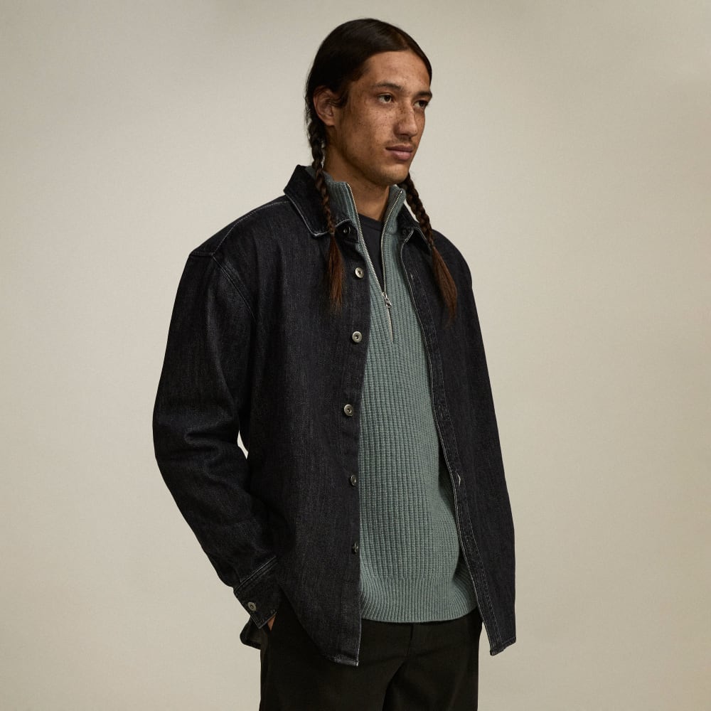 The Felted Merino Half-Zip Sweater | Storm Green