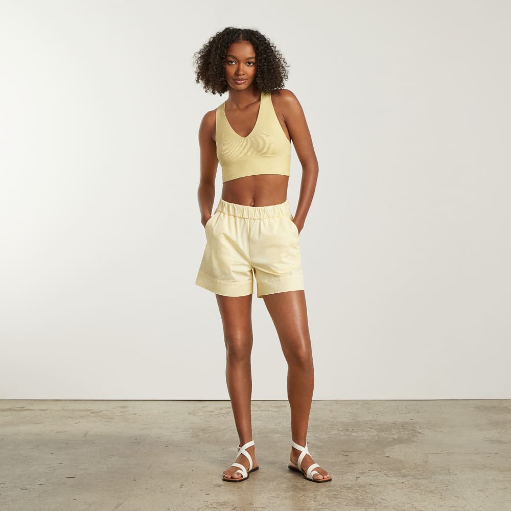 The Cross-Back Cropped Sweater Top | Pastel Yellow