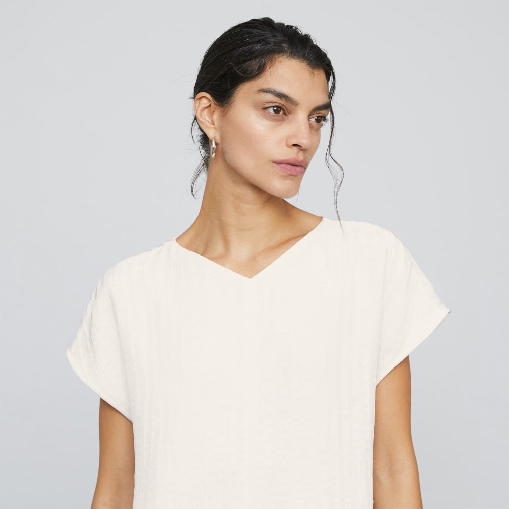 The City Stripe V-Neck Top | Bone