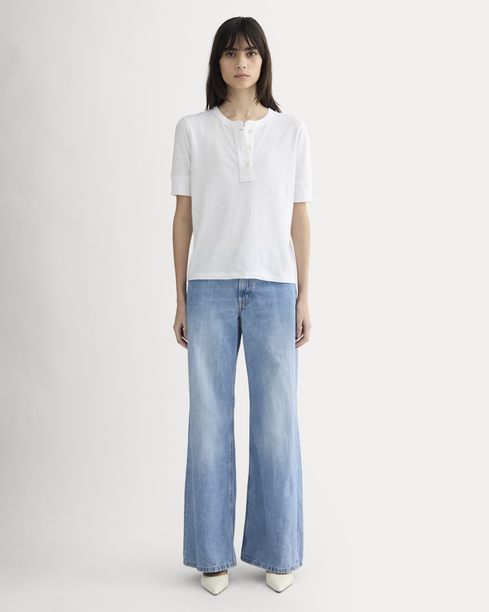 The Henley in Cotton Linen | White