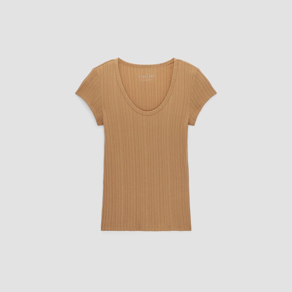 The Rib Soft Knit Scoop-Neck Tee | Caramel