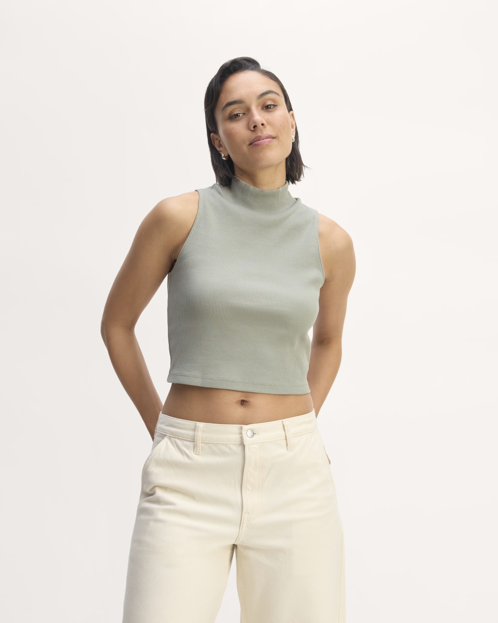The Ribbed Mockneck Tank | Sage Green
