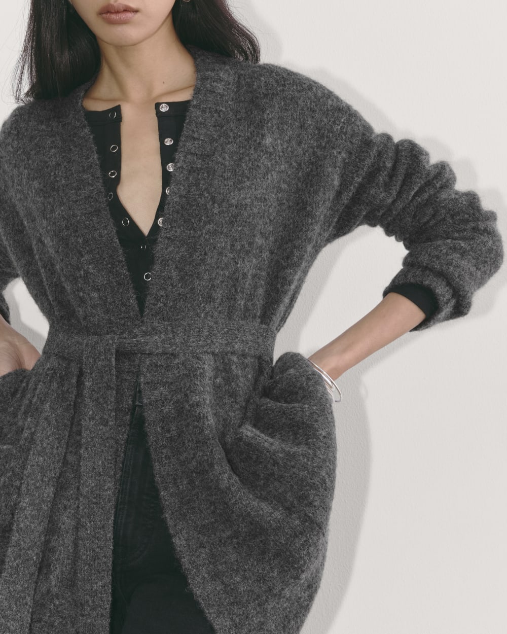The Robe Cardigan in Alpaca | Dark Charcoal