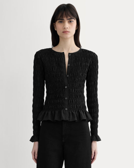 The Smocked Cardigan | Black