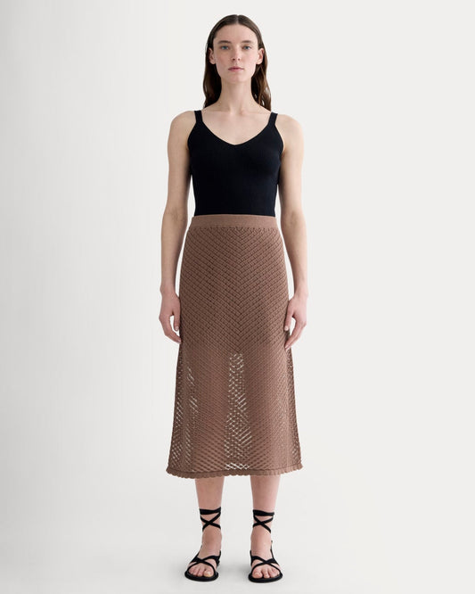 The Lace Knit Skirt | Mocha
