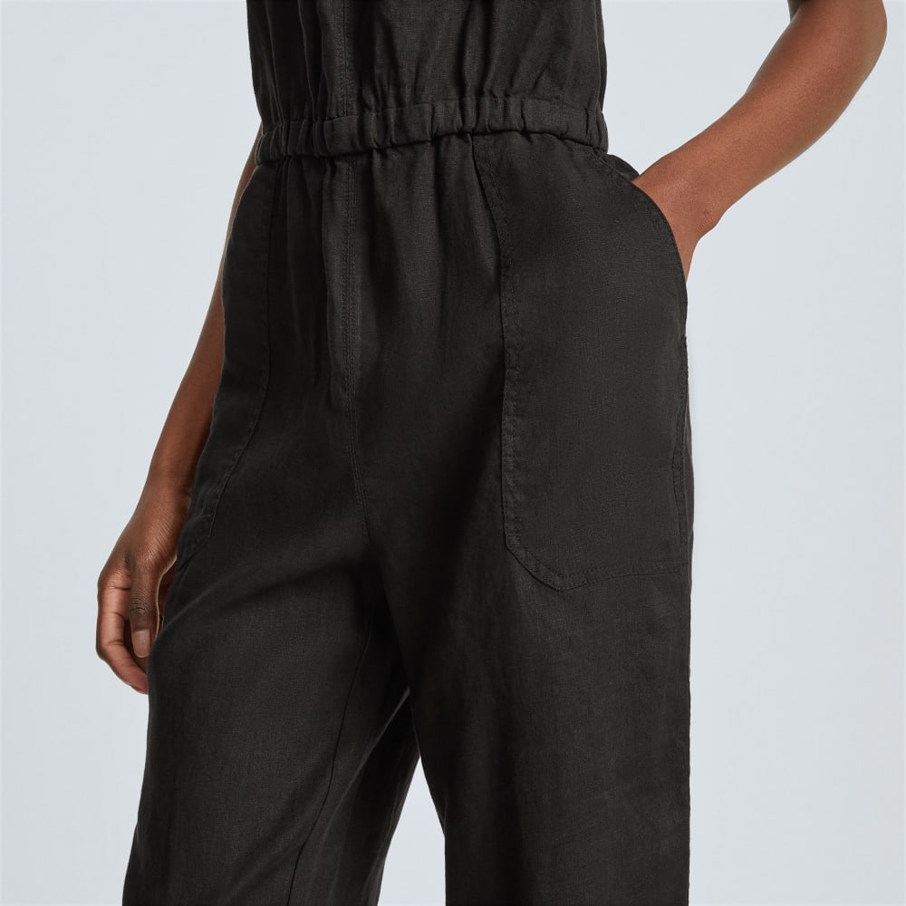 The Linen Shoestring Jumpsuit | Black